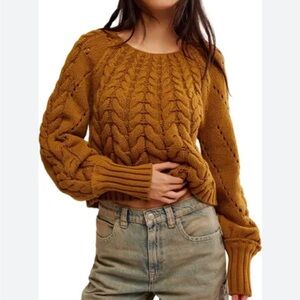 NEW Free People Sandre cable stitch pullover sweater XS